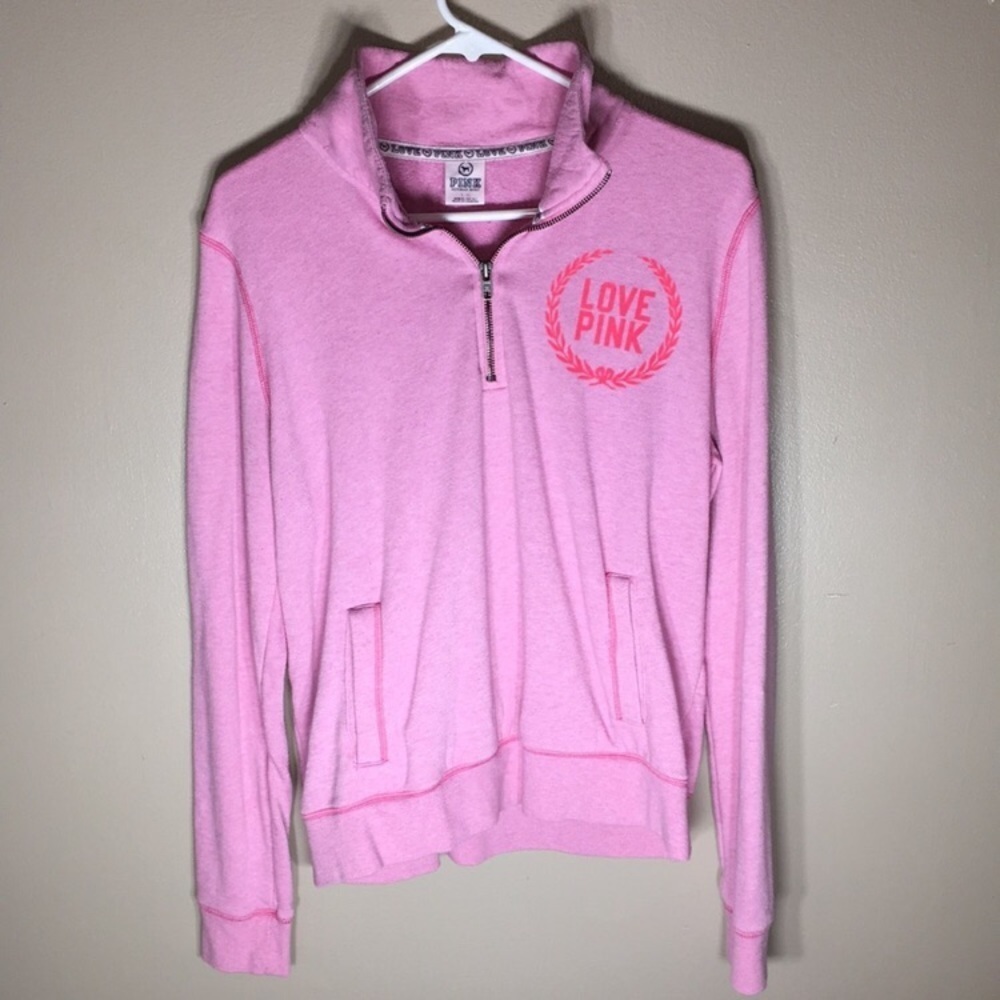 Victoria’s Secret PINK quarter zip sweatshirt pink in color size large sweatshir - Picture 4 of 8